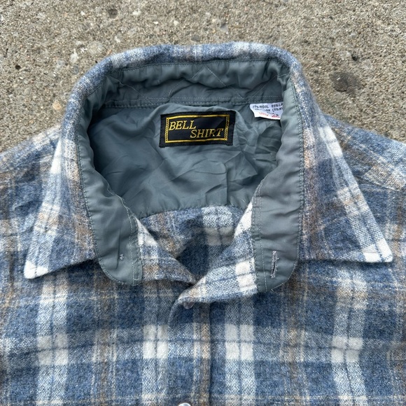 Vintage 80s wool bell shirt plaid flannel - Picture 3 of 5